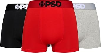 PSD Underwear Mens Boxer Briefs - 3 Pack Cotton Boxer Briefs, Trunk Length, Soft & Breathable Boxer Briefs for Men