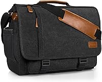 Vista 1 de ESTARER Men's Messenger Bag 17.3 Inch Upgraded, Water-resistant Canvas Laptop Bag, Computer Shoulder Bag for College Travel Work, Dark Grey