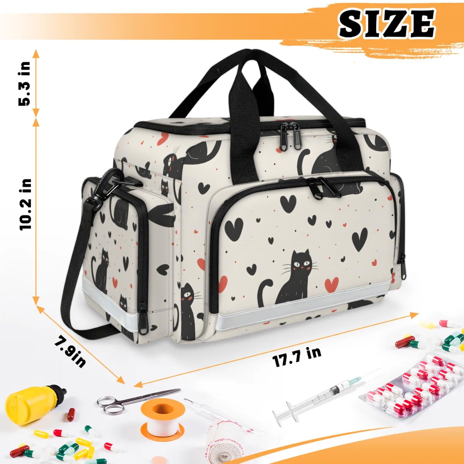 GzLeyigou First Aid Bags Empty, Fluffys Cats Emergency Bag First Aid Kit Multiple Compartment Kit Carrier On Call Trauma Bag For Paramedics Emergency Medical Supplies Kit