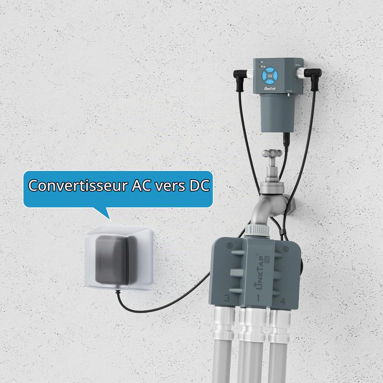 LinkTap ValveLinker Convertisseur DC avec Manchon Étanche, 9-24V à 9V | Uniquement pour LinkTap ValveLinker, Convertit une entrée DC 9-24V en sortie DC 9V, pour solaire, adaptateurs AC/DC