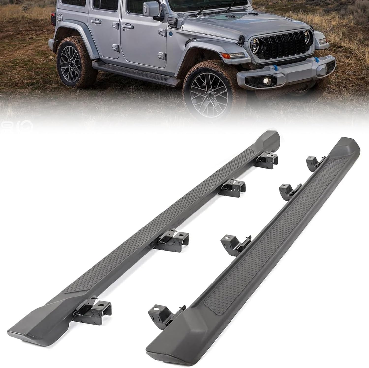 YLT AUTO Black Running Boards Side Steps Compatible with 2020-2025 Jeep Gladiator JT 4-Door Nerf Bars Side Steps