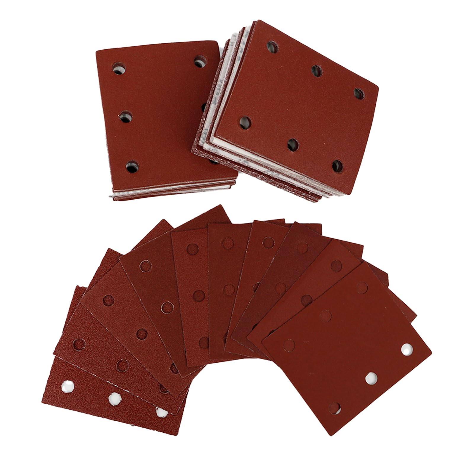100 Piezas Rectángulo Lijas para Lijadora Orbital, 101x115mm, 10 Tipos Grano: 40 60 80 100 120 150 180 240 320 400, Discos de Lijado de 6 Agujeros Papel de Lija Madera Grano Fino para Lijadoras