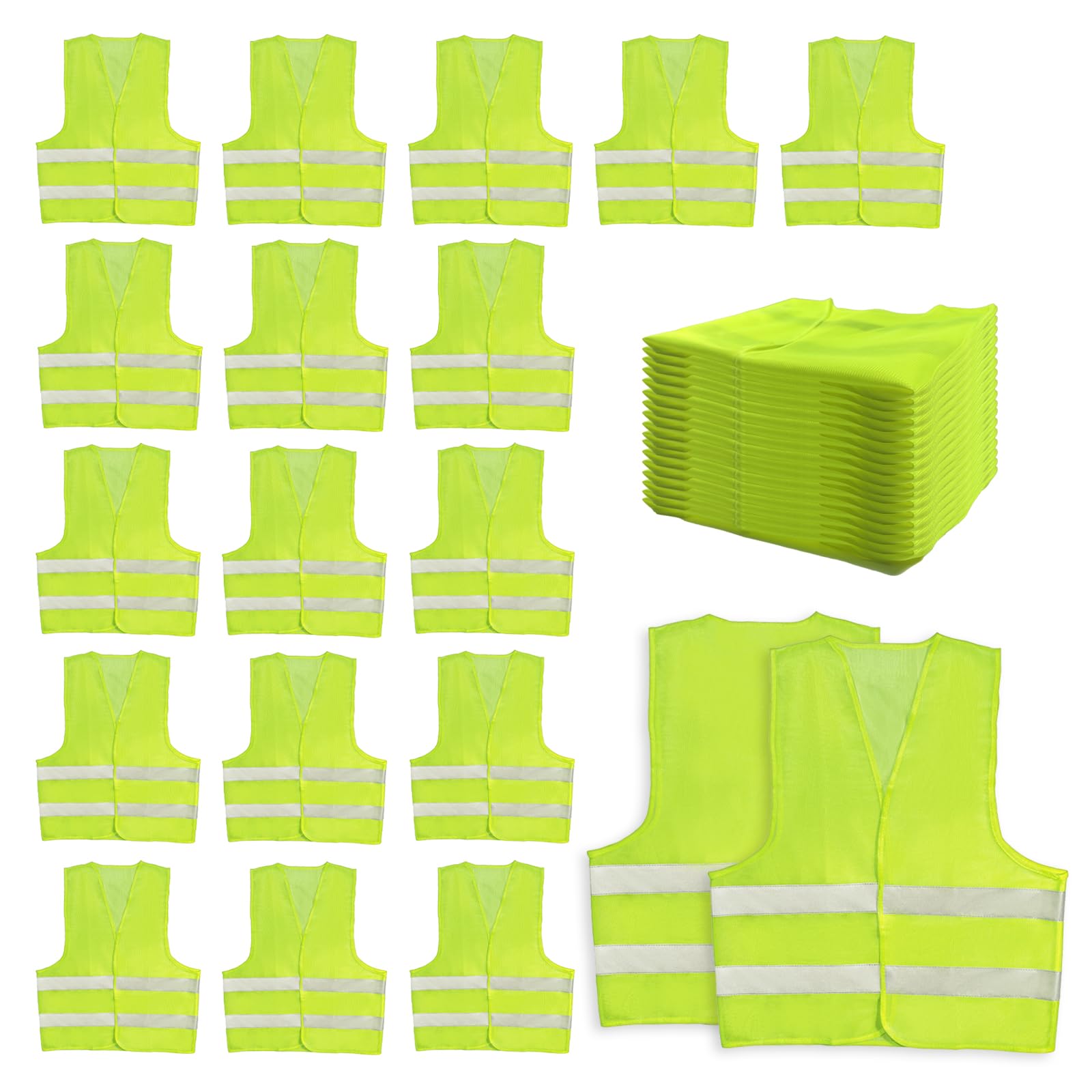 Confezione da 36 gilet di sicurezza ad alta visibilità, catarifrangenti, gialle in rete con striscia argentata, per uomini e donne, traffico di lavoro, giallo, Talla Única