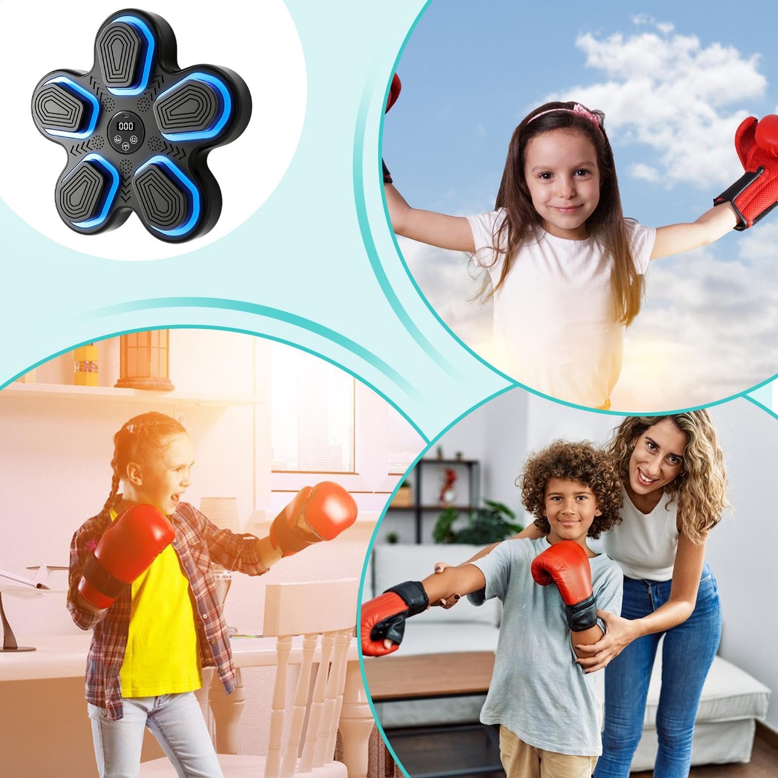 Musicale da Boxe Intelligente Senza Fili Per Allenamento Da Parete | Attrezzatura per Allenamento con Pugni e Bersaglio Musicale per Adulti e Bambini