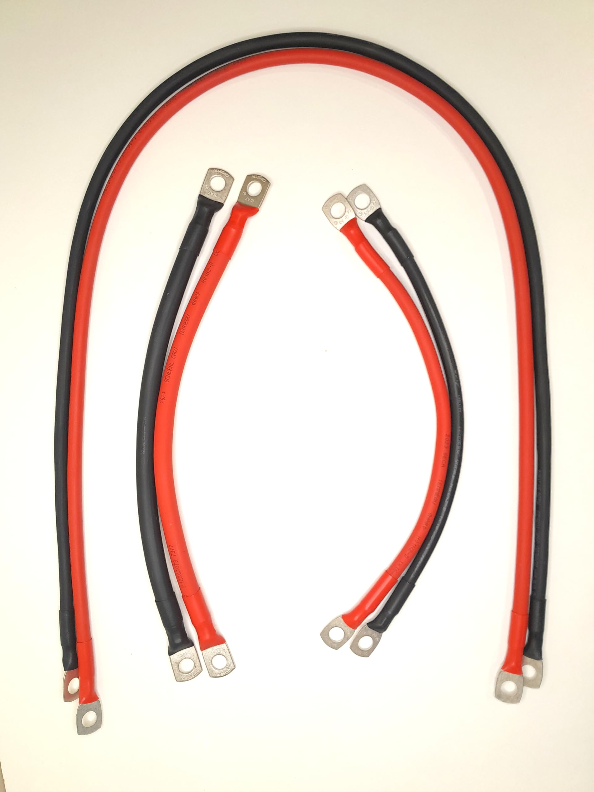 Set di cavi batteria da 1 m 2 pezzi - 16 mm² (5 AWG) - Sistemi 12V, 24V, 48V (fino a 100V) - Cavo in gomma resistente - Cavi batteria/inverter per veicoli, camper, stoccaggio di energia, generatore