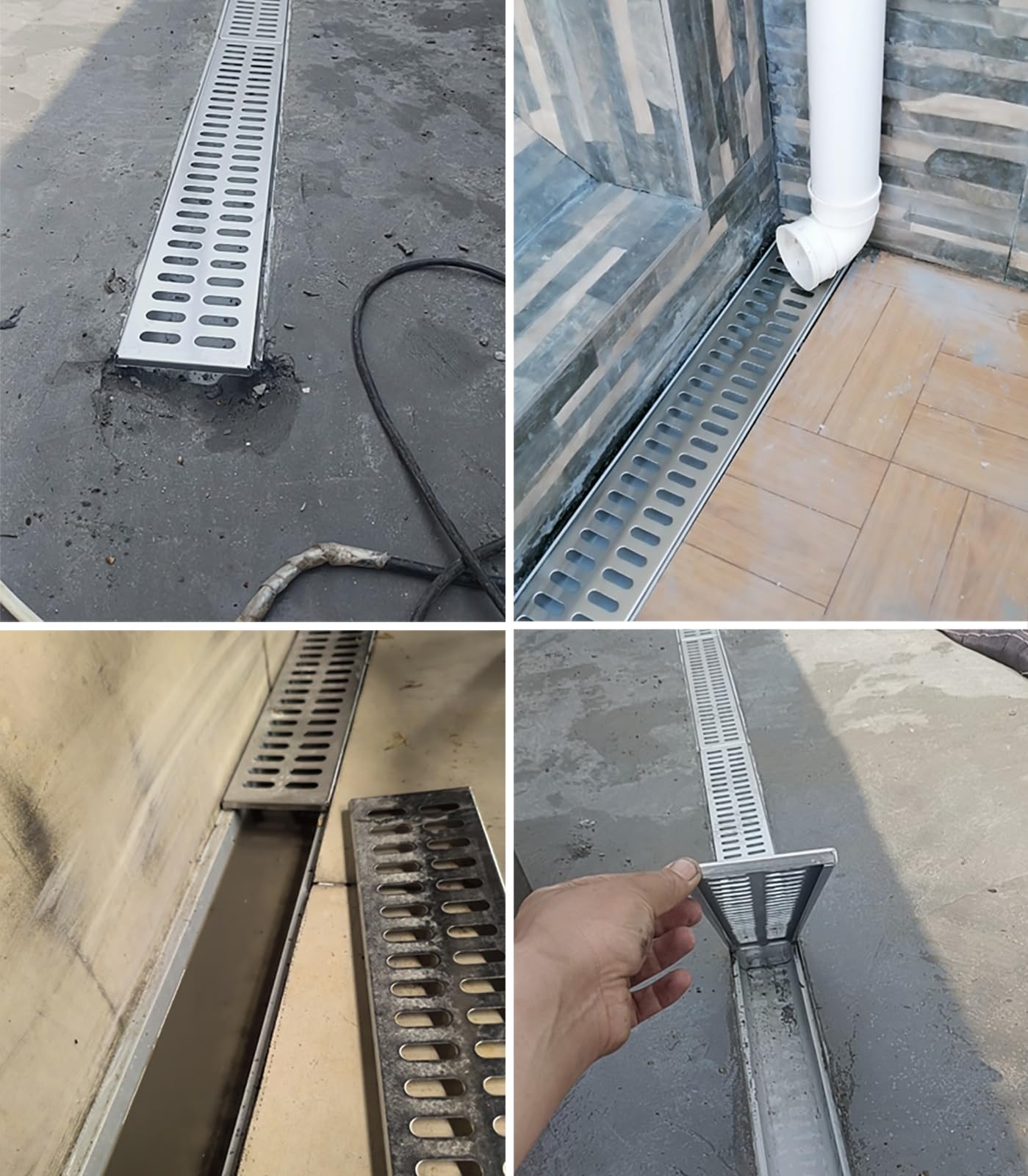 Tapa Desague Terraza Canales Estrechos para Desagües de Patio Al Aire Libre, Sistema de Drenaje de Zanja Lineal para Patio, Sumidero para Drenaje con Rejilla de Acero Inoxidable, Fácil de Limpiar(60x1