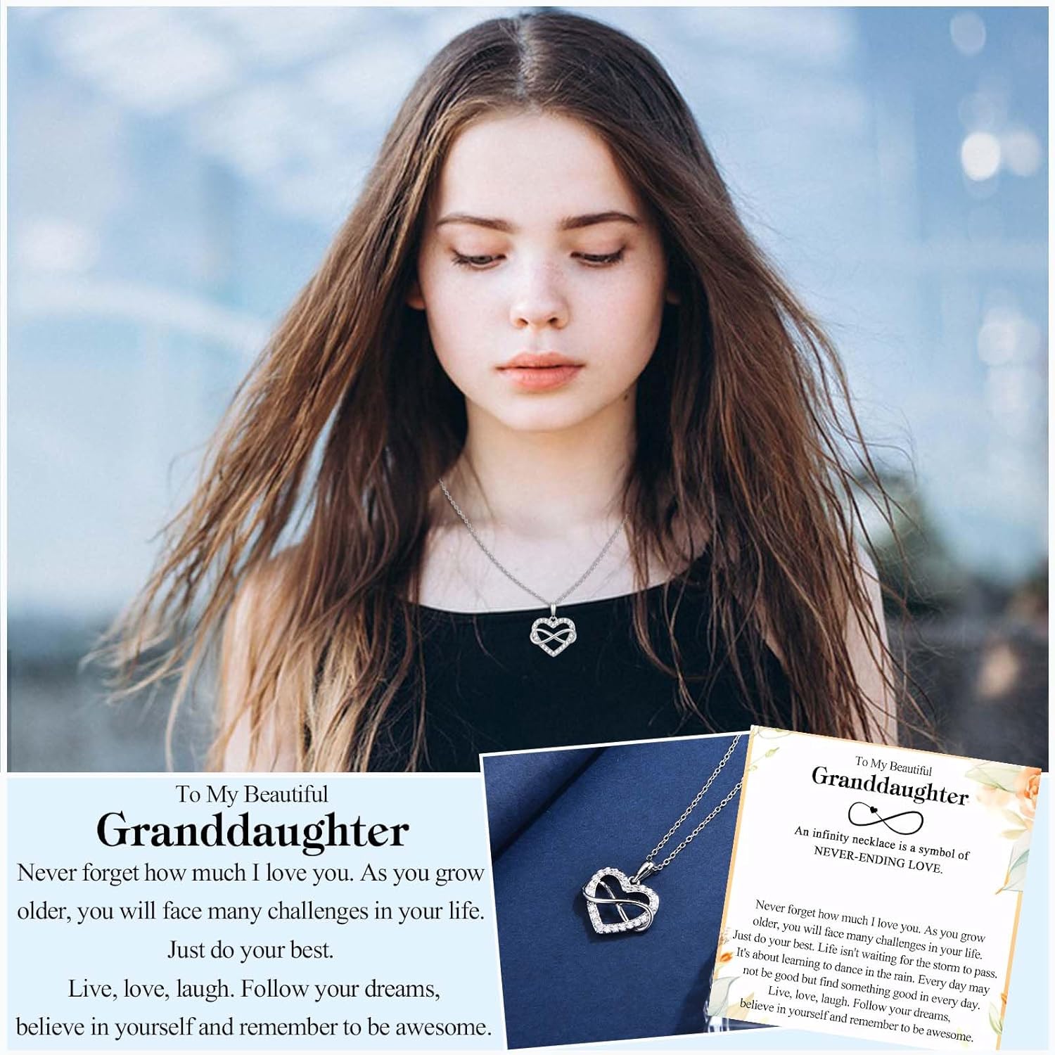 Gifts for Daughter Sister Girlfriend Granddaughter Niece, Infinity Heart Necklace Present on Christmas Birthday Mothers Day Valentines Day Graduation Back to School Easter Stocking Stuffers - Image 4