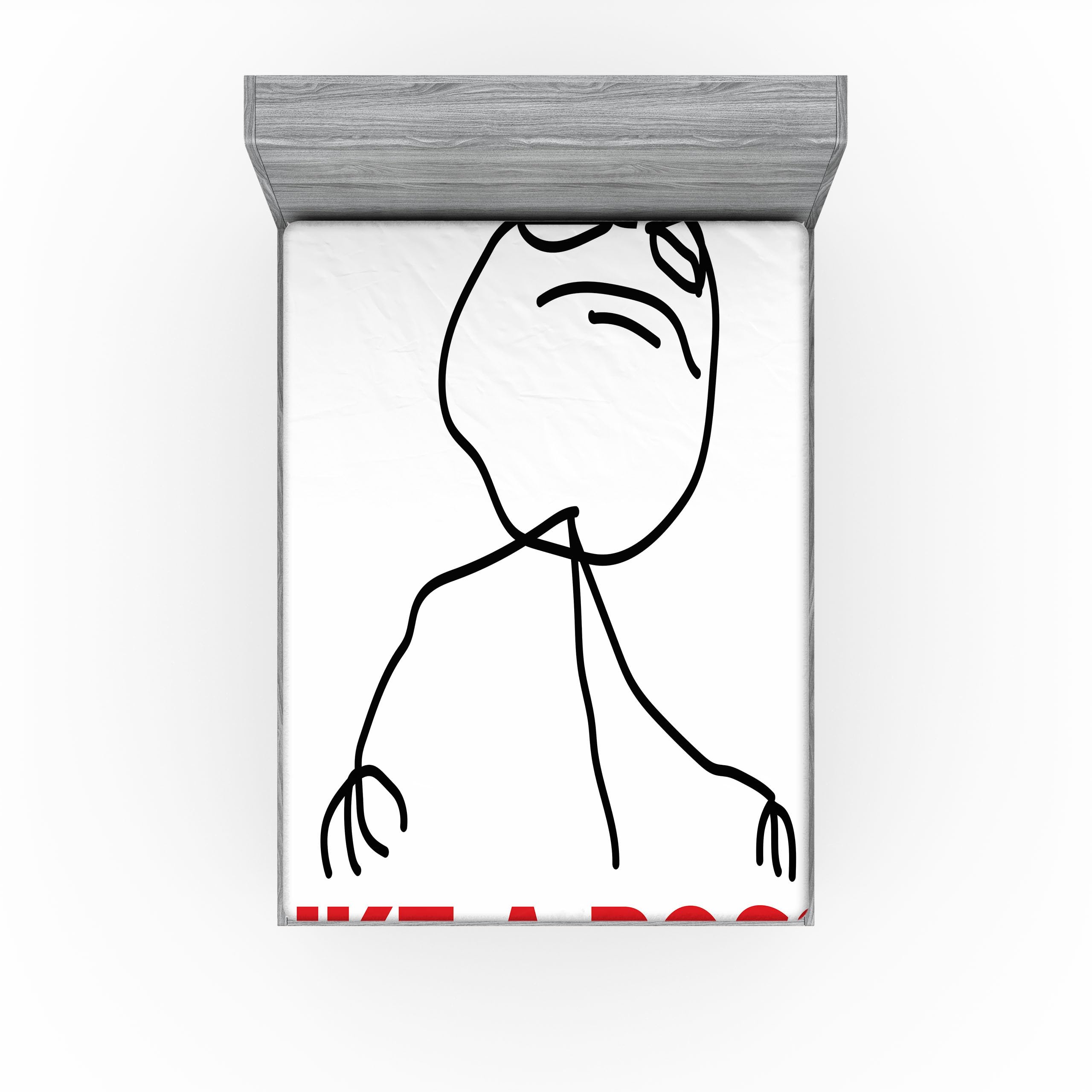 Ambesonne Meme 2 Pack Fitted Sheet, Cool Stickman and Like a Boss, Bed Cover All-Round Elastic Deep Pockets 2 Pieces, Package Contains 2 Queen Size Fitted Sheets, Black Vermilion