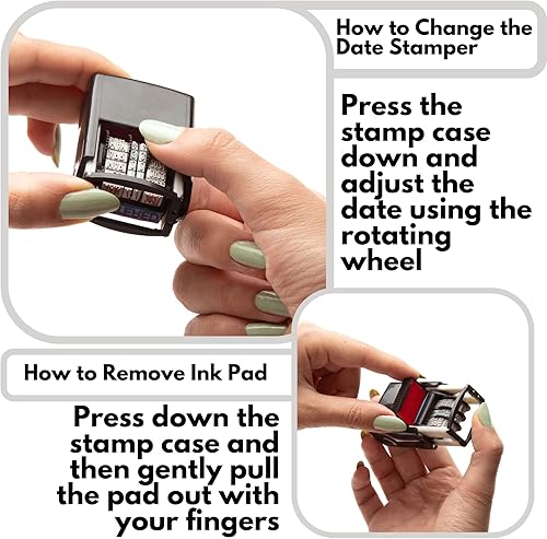 Miniatura 3 de Sello de goma autoentintado, frase con fecha, suministros de oficina recargables (fecha de caducidad)