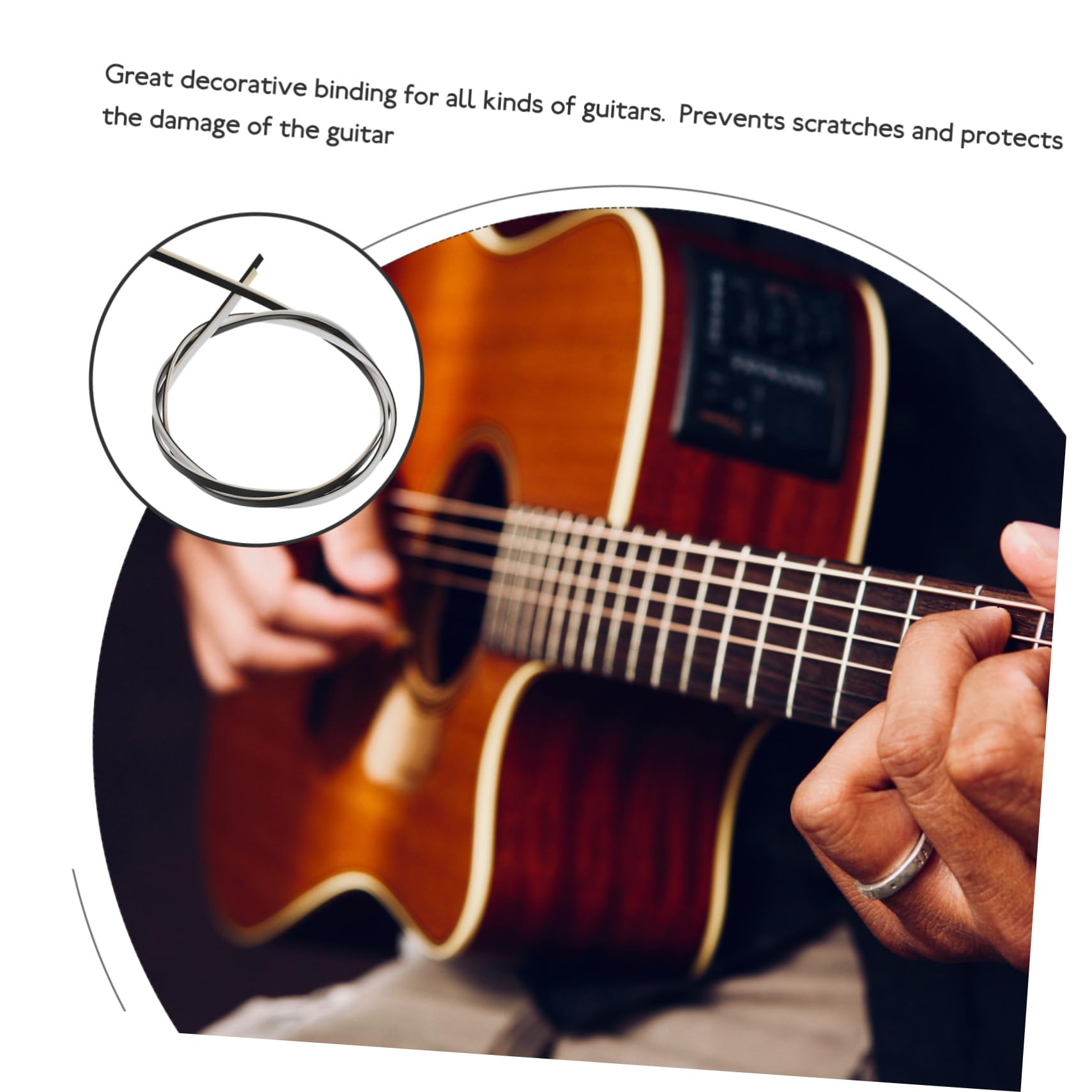 Garneck Acoustic Guitar Fretboard 4mm Binding - 3 PCS ABS Strip Material - Purfling Supplies for Electric and Classic Guitars Metallic Strip for Guitar Body and Neck Edge Binding