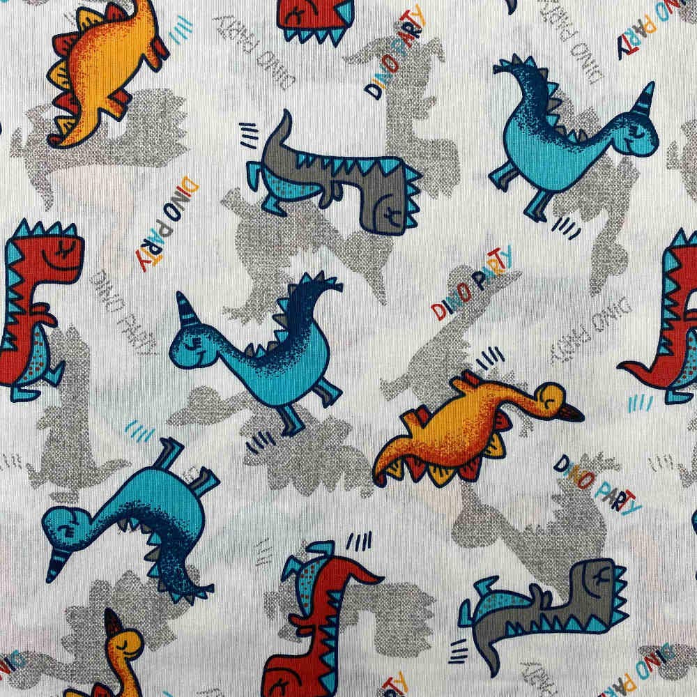 Tissu toile imprimé dinosaures grand format 300x280cm rideaux coussins ameublement