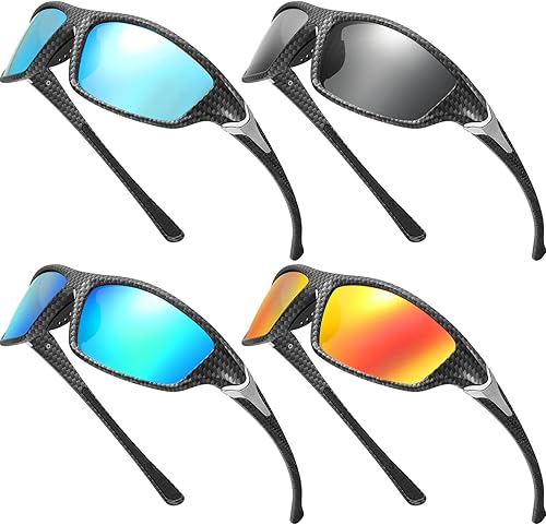 Miniatura 50 de TOODOO 4 Pairs Men Polarized Sunglasses with UV Protection Driving Glasses Sports for Sport Outdoor Activities