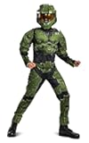 Halo Infinite Master Chief Costume, Kids Size Muscle Padded Video Game Inspired Character Jumpsuit