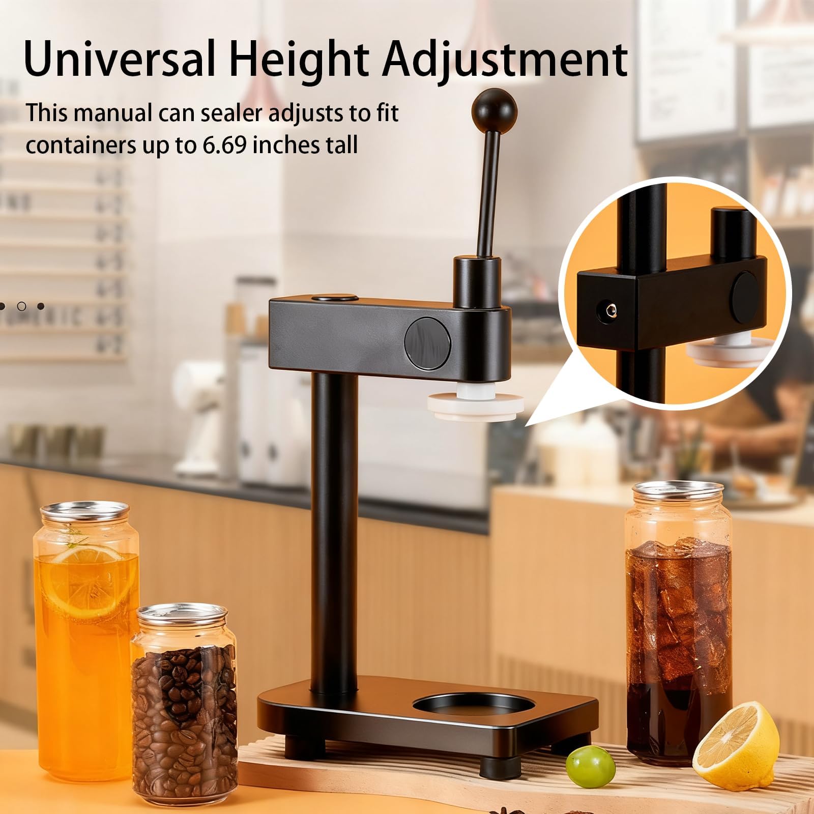 Máquina selladora manual de latas, 20 latas/minuto para tarros de 55 mm de diámetro de hasta 17 cm de altura, sellador al vacío para enlatar cerveza casera, jugo, café, refrescos, herramienta de