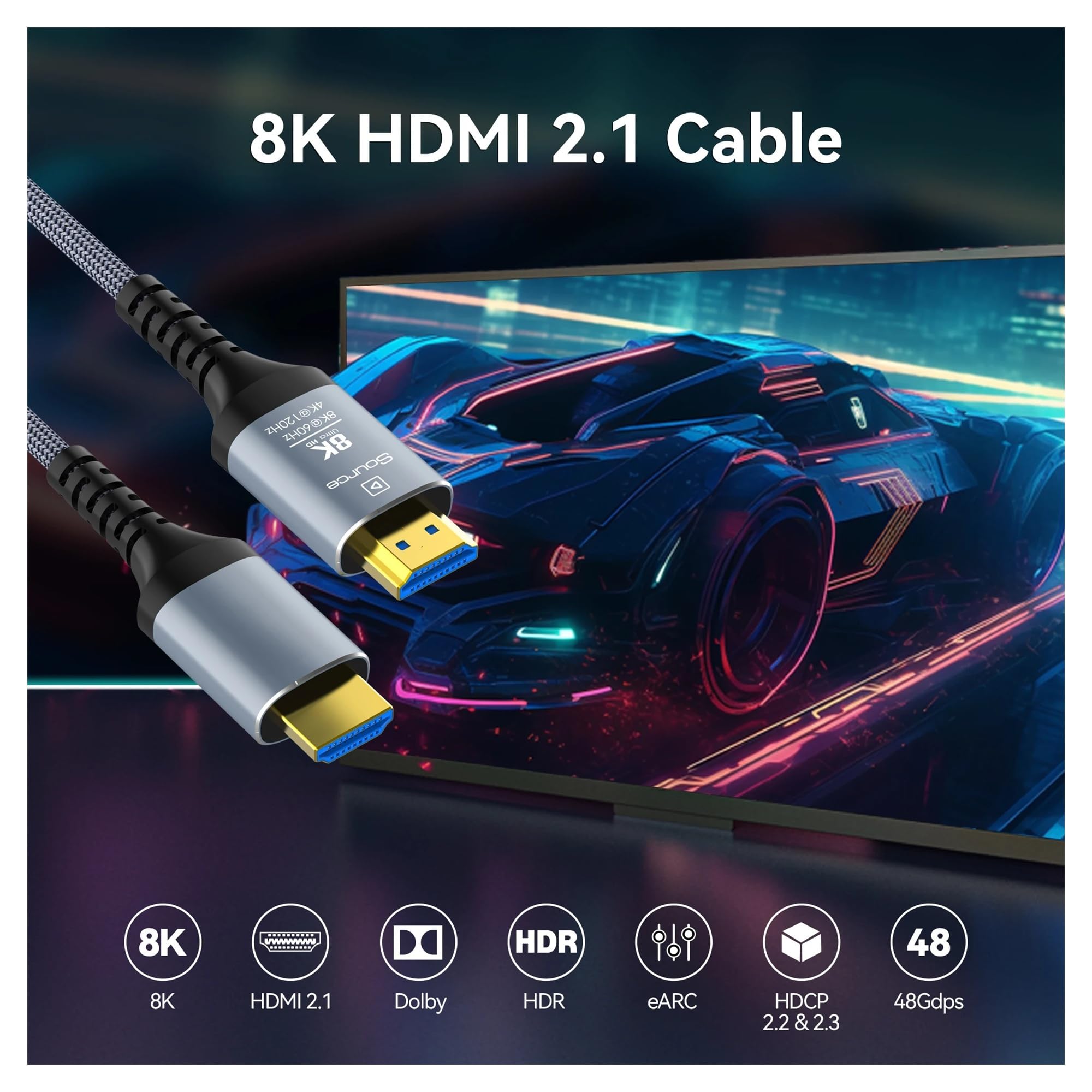 Cable de fibra óptica HDMI 2.1 8K, 48Gbps UHD 8K @60Hz 4K @120Hz/144Hz, extralargo 10M 15M 20M 30M, para tarjetas gráficas, TV, proyector (rojo, 20M-65FT)