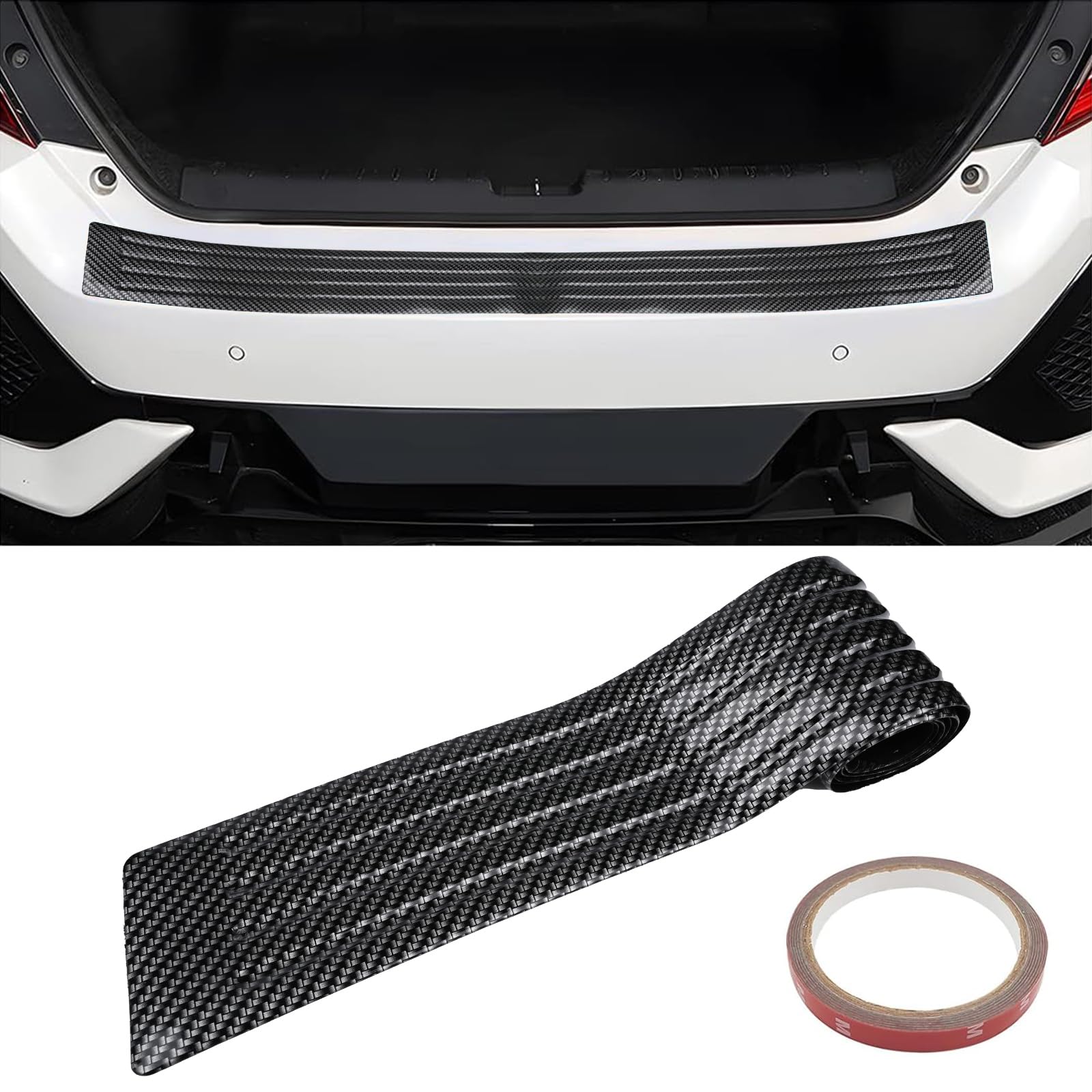 Zurligi 90 CM Automotive Rear Bumper Defense Strip, Carbon Fiber Anti-Abrasion Trunk Edge Shield, Universal Multi-Vehicle Scratch Guard for Sedans/Trucks/SUVs