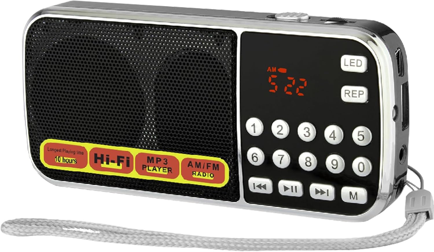 YF37 Portable FM AM Radio with TF Card Slot USB AUX Input MP3 Player LED Flashlight Music Repeat Earphone Output and 1000mAh Rechargeable Battery – Compact Design for Travel and Home Use(Black) YF37 Portable FM AM Radio with TF Card Slot USB AUX Input MP3 Player LED Flashlight Music Repeat Earphone Output and 1000mAh Rechargeable Battery – Compact Design for Travel and Home Use(Black)