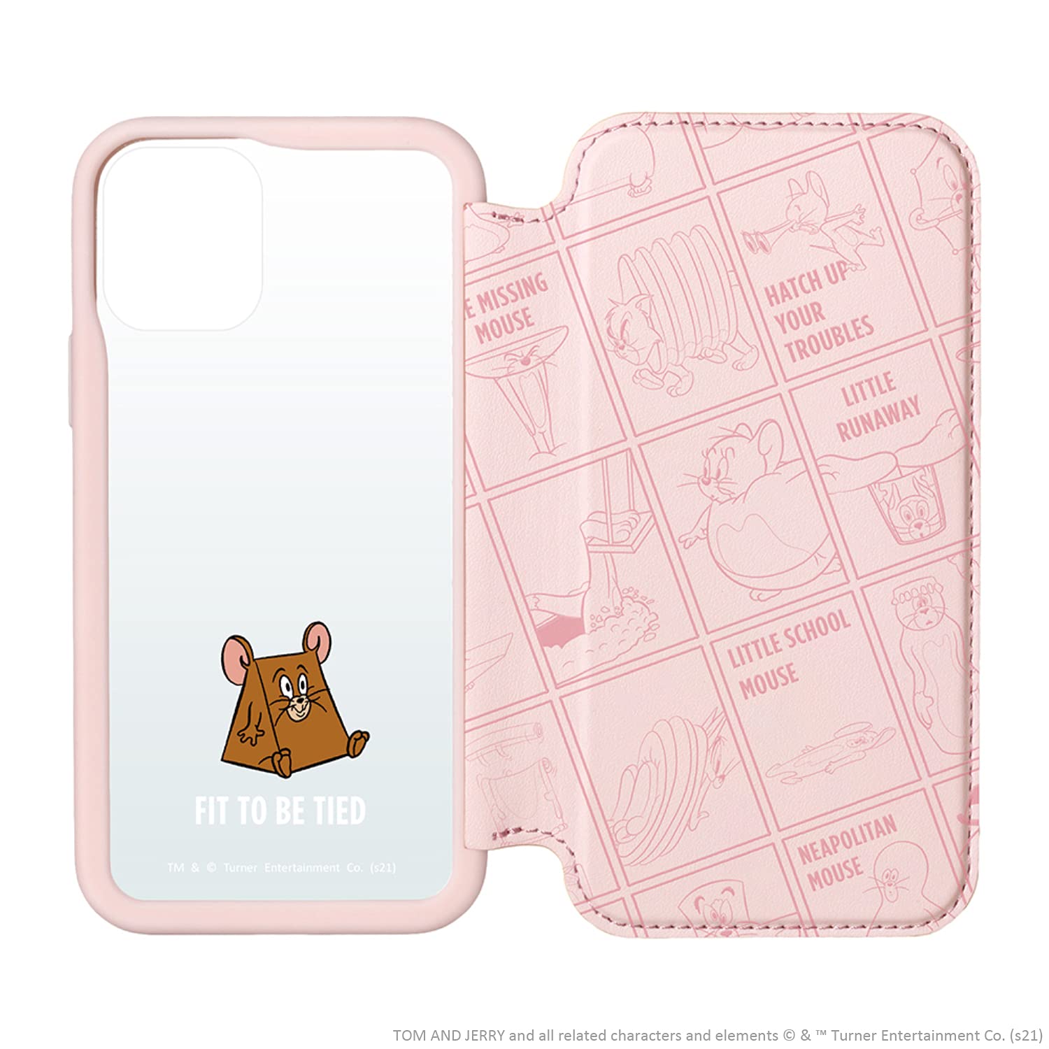 Premium Style iPhone 12 mini用 ガラスフリップケース [トムとジェリー/ピンク] PG-WGF20F01TAJ