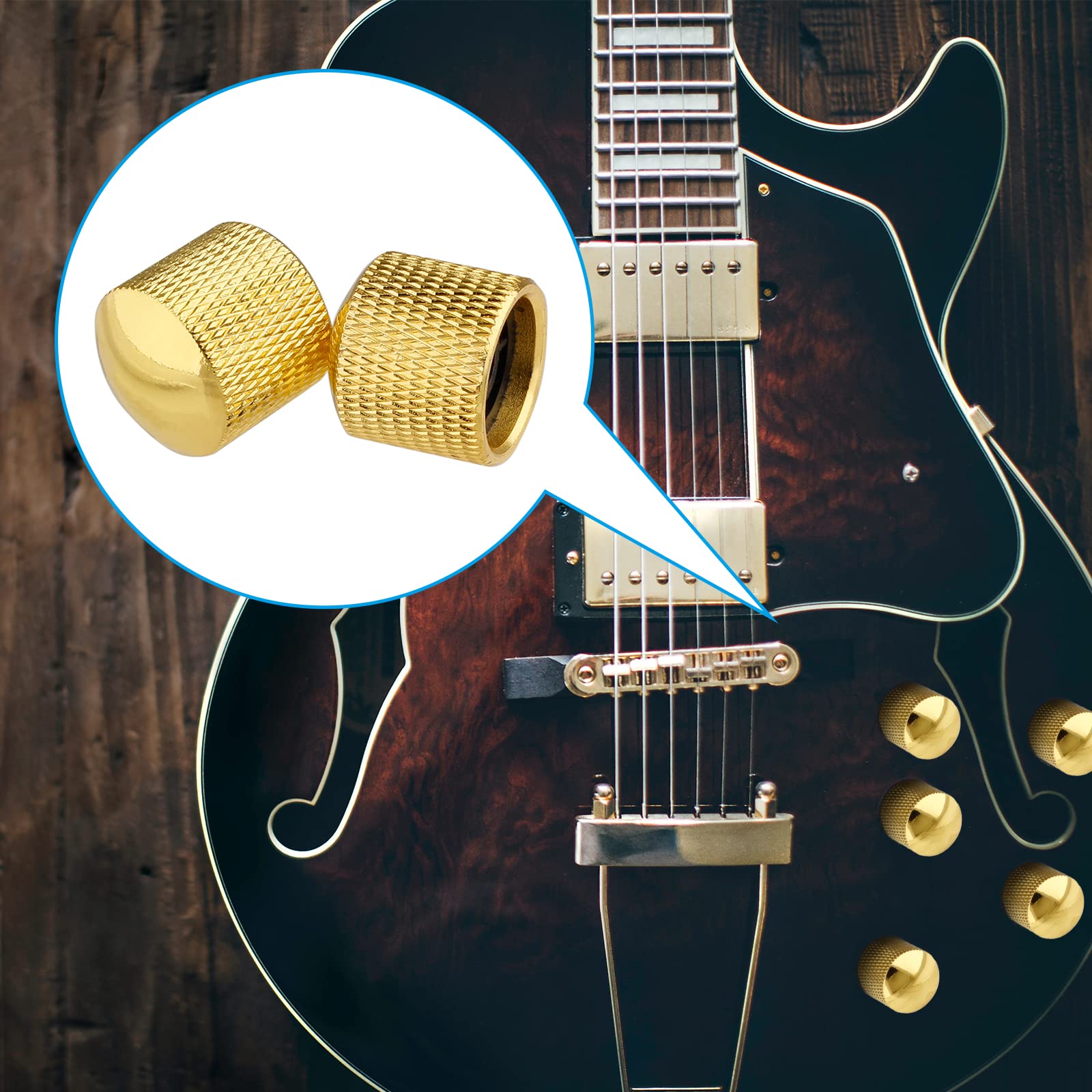 Snapklik.com : 6 Pcs Electric Guitar Knobs, Gold Guitar Speed Control ...