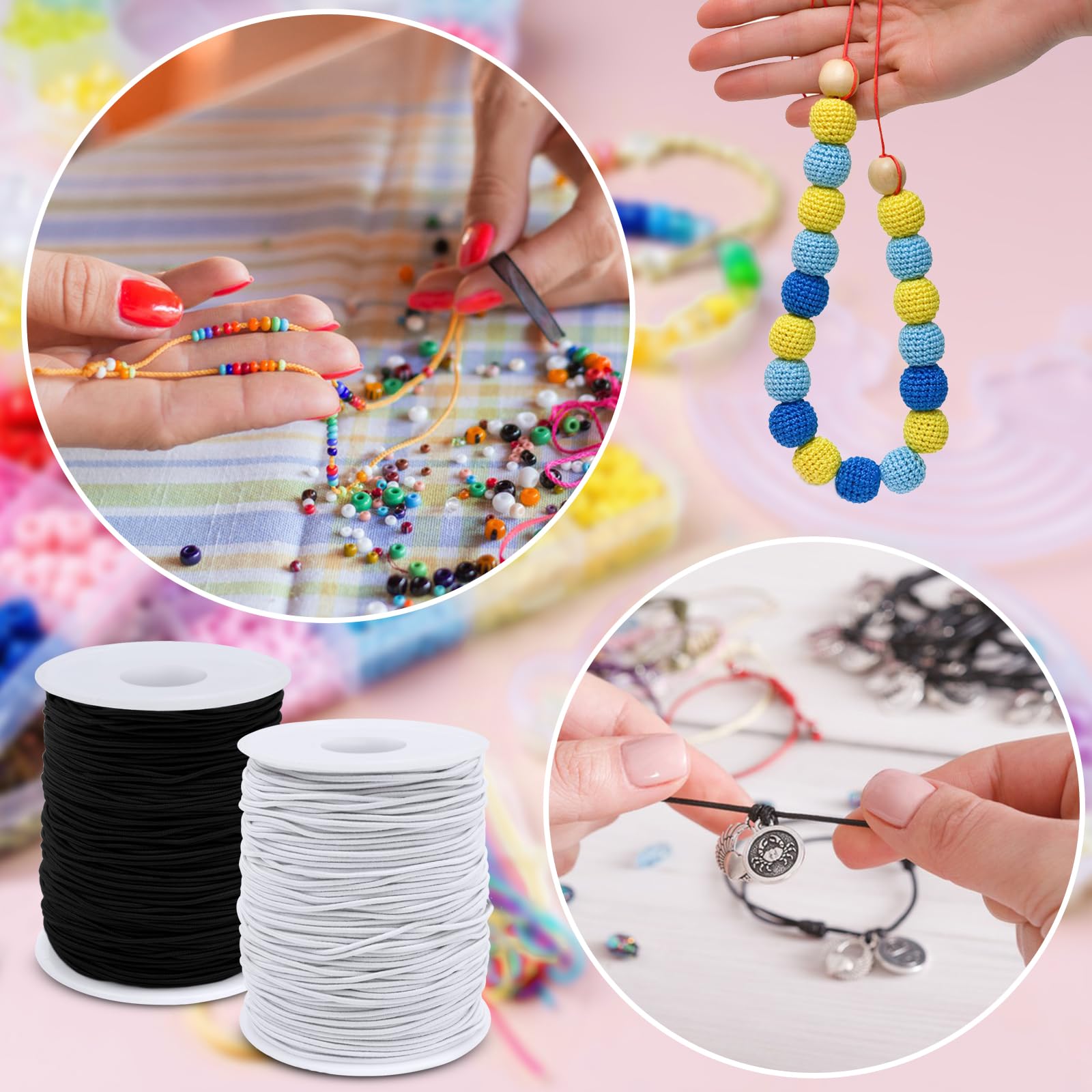 Fil Élastique 1mm 100m Pour Bijoux - Cordon Transparent Bracelets Perles DIY