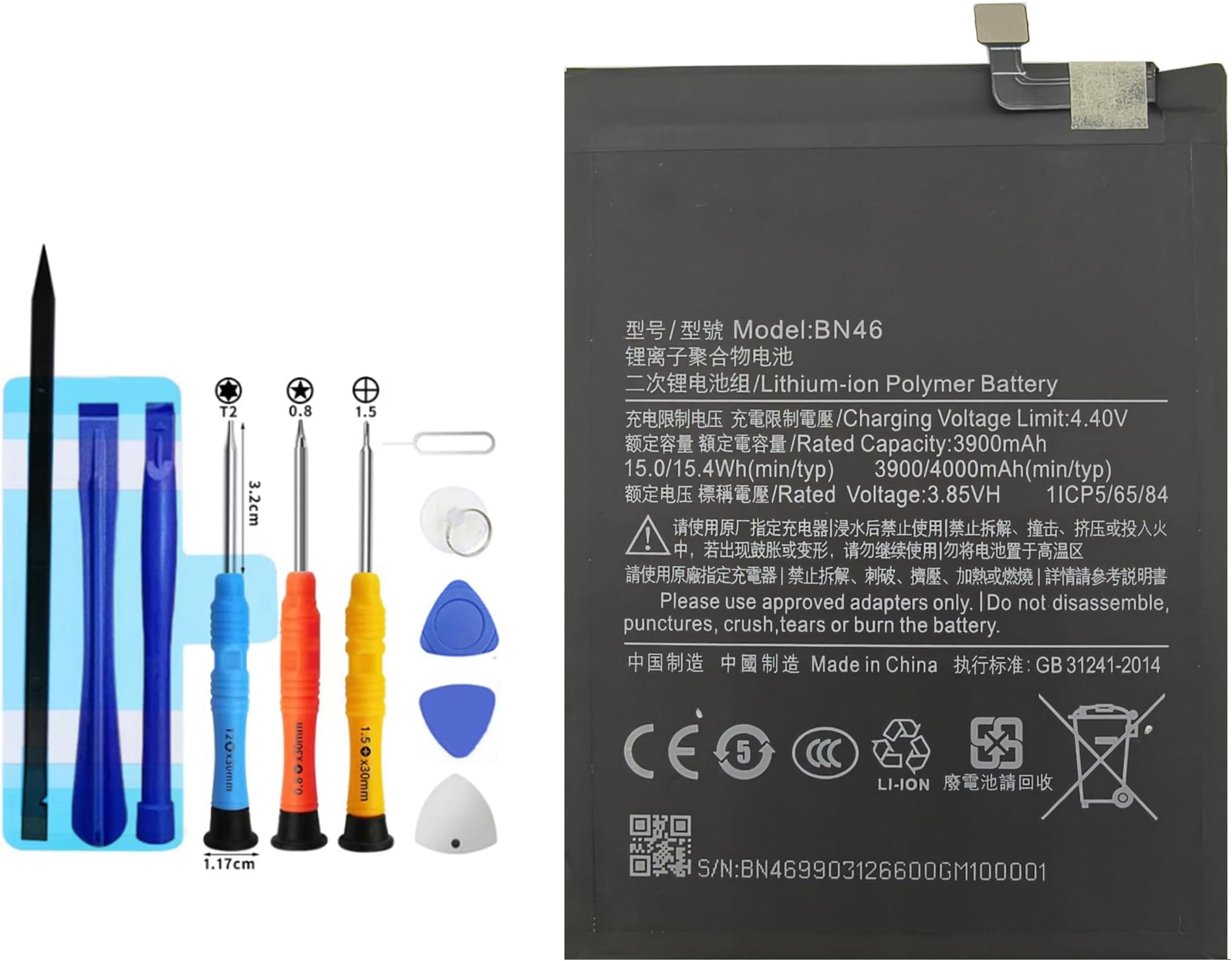 BN46 Replacement Battery for Redmi Note 8 Note 8T Redmi 7，Rechargeable 0 Cycle Battery Compatible with Redmi Note 8 Note 8T Redmi 7 with Repair Tool Kits