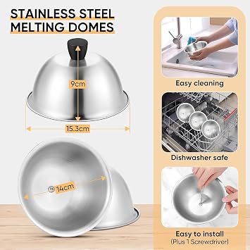 Joyfair 3Pcs Stainless Steel Cheese Melting Dome Basting Burger Cover Set