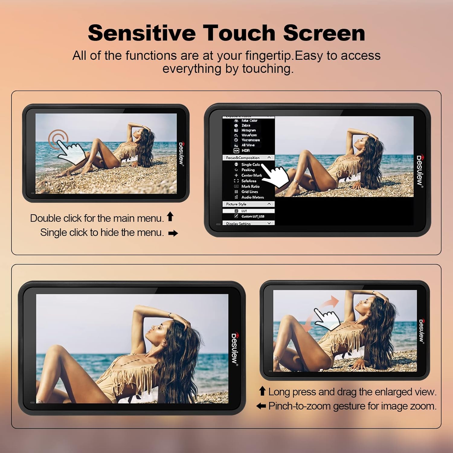 70% оƒƒ Evеrуthіng Desview R5 5.5 inch Camera Field Monitor, Touch Screen Camera Monitor 1920x1080 IPS with HDR/3D-Luts Support 4K Input/Output for DSLR Camera