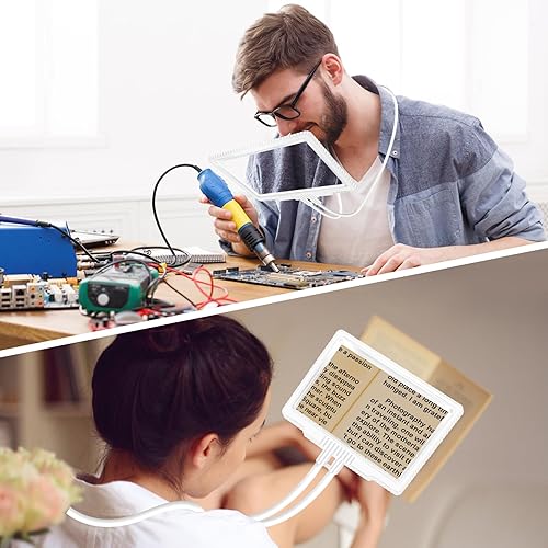 Miniatura 3 de Lupa de 5 manos libres para leer, lupa flexible de cuello de cisne de página completa, lupa de lectura grande para reparación de desgaste de cuello,
