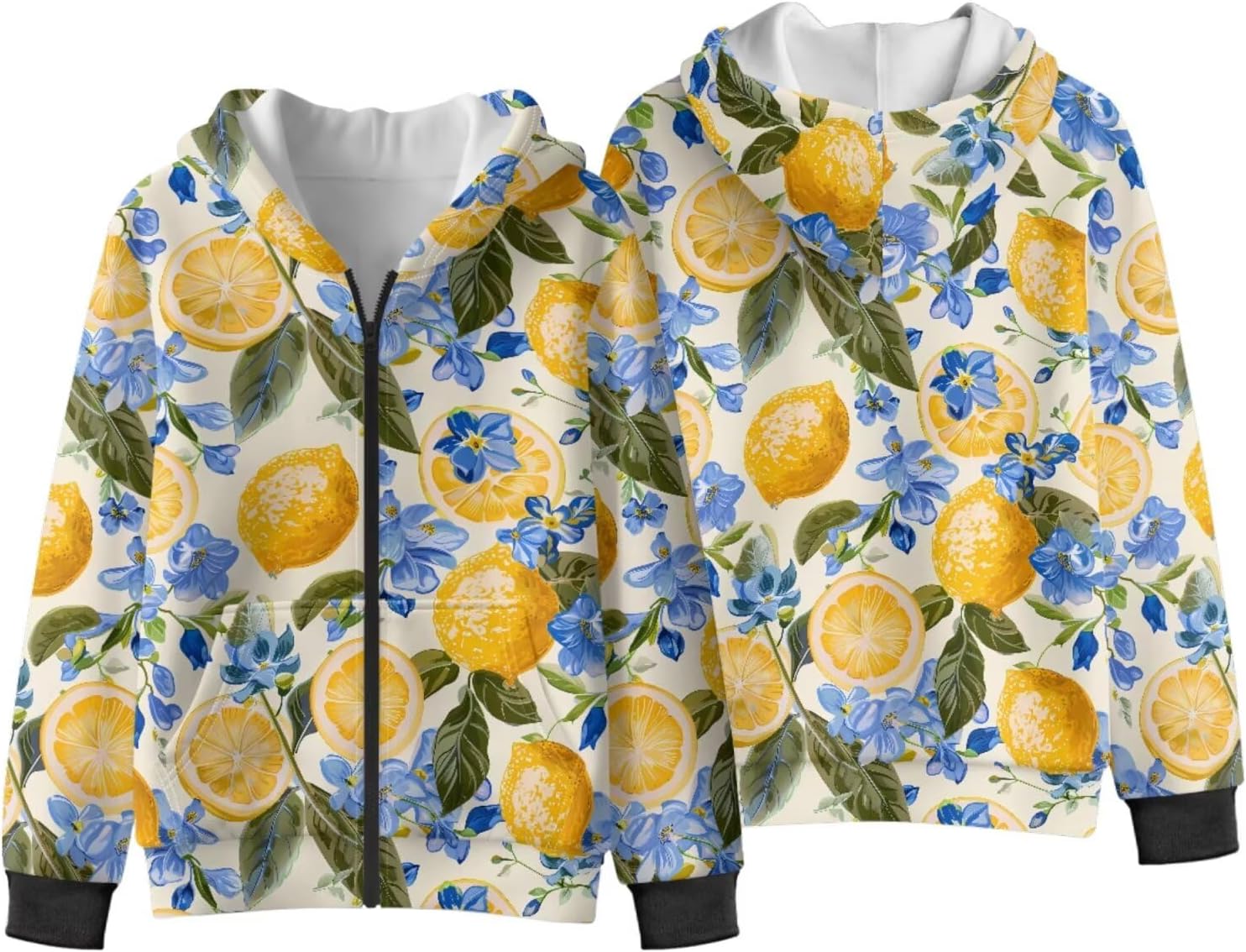 Girl's Fashion Hoodies Long Sleeve Zip Up Unisex Kids Pullover Sweatshirts Hooded with Pockets