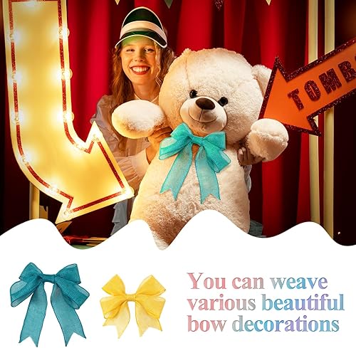 Miniatura 7 de Cinta de arpillera con alambre de 2 pulgadas de ancho  8 rollos, 40 yardas de tela sólida natural con borde de alambre de metal para manualidades,