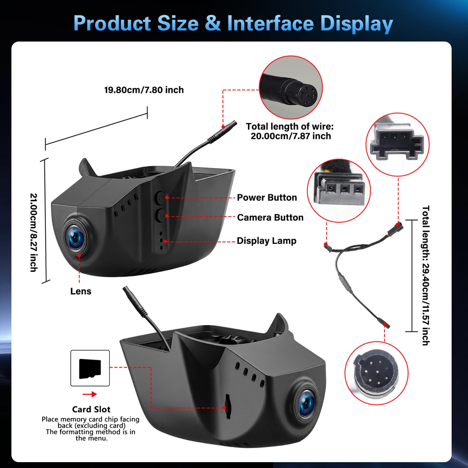 Inefala 4K UHD 2160P Dashcam para VW Tiguan 2018-2024, Dash CAM Coche con Tarjeta SD de 64GB 150° Gran Angular Visión Nocturn, Dashcam Cámara Coche con WiFi App Controlcon Sensor G Grabación de Bucle