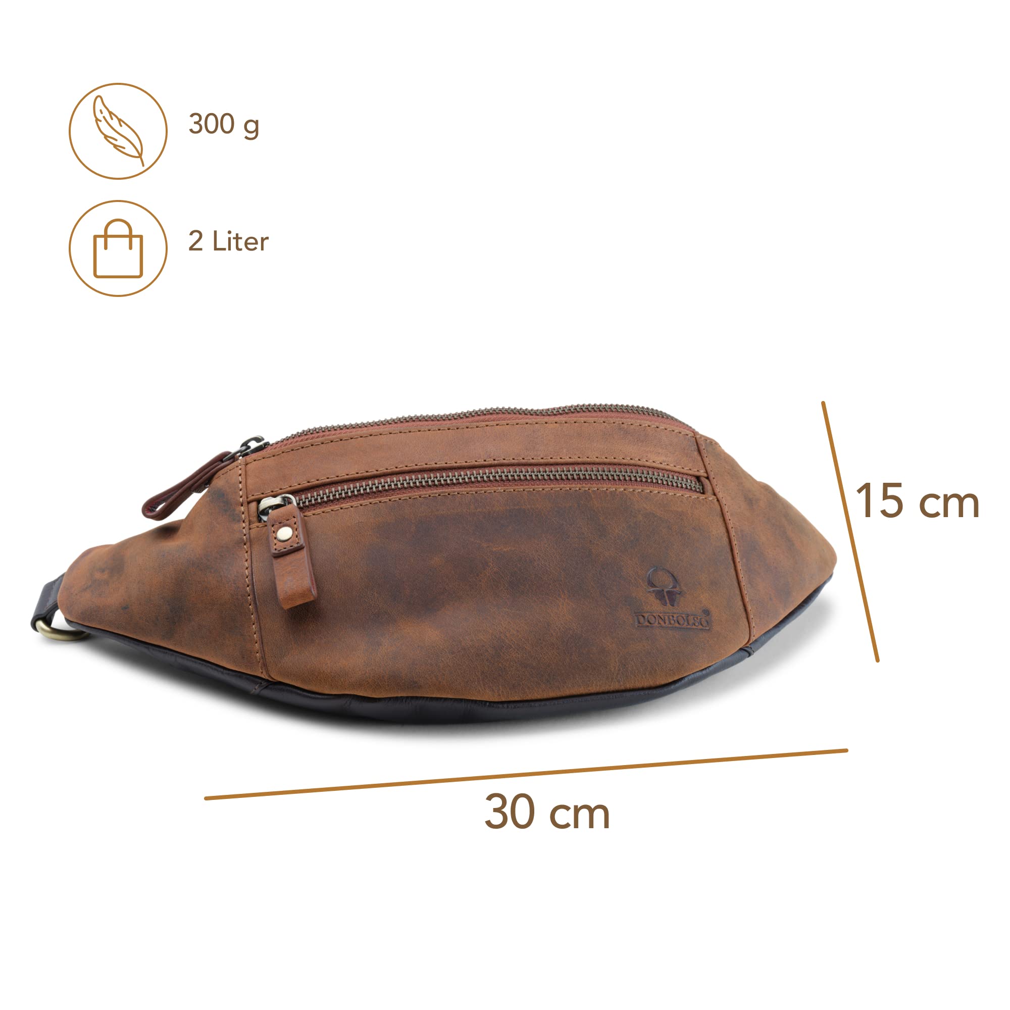 DONBOLSO Marsupio Seattle I Marsupio Uomo Pelle I Borsa Grande Borsello Per Uomo E Donna I Vintage Brown