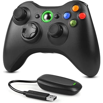 2.4GHz Wireless Controller for Xbox 360 PC Improved Ergonomic Design Dual Vibration Gamepad Joystick with Receiver for Xbox 360/PC Windows 7/8/10