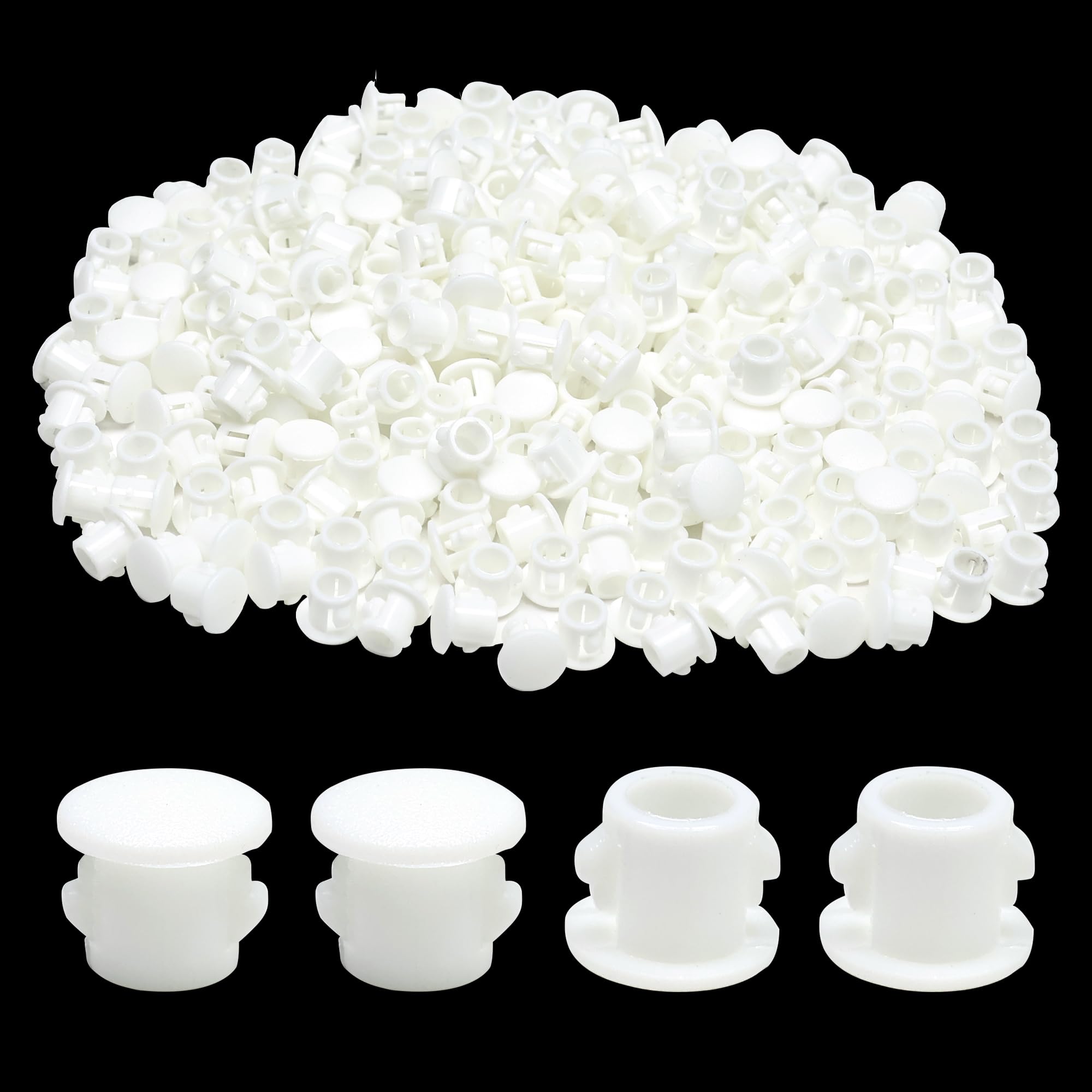 EASYEAH 0.19"(5mm) Plastic Hole Plugs, Flush Type Panel Snap in Locking Door Screw Shelf Hole Plugs Drilling Hole Cover Cabinet Furniture Cupboard