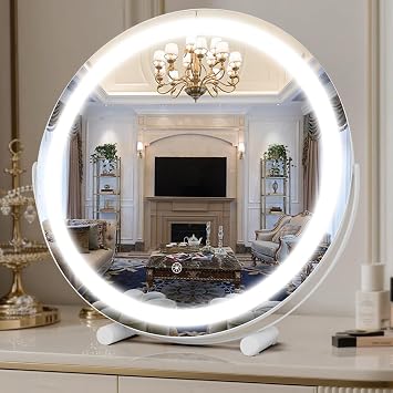 Bearolve Vanity Mirror with Lights, 18" LED Makeup Mirror, HD Professional Mirror, Smart Touch with 3-Color Lighting, Dimmabl