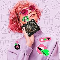 Vista 30 de Cartera de cuero de dibujos animados para mujer, c-mármol azul, Lindo