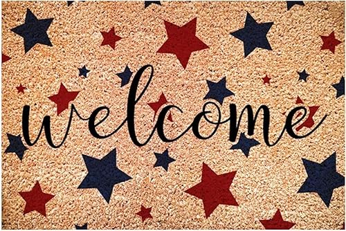 Tapetes para puerta de 4 de julio para exteriores, tapete patriótico de bienvenida antideslizante para el hogar, baño, cocina, entrada, 16 x 24