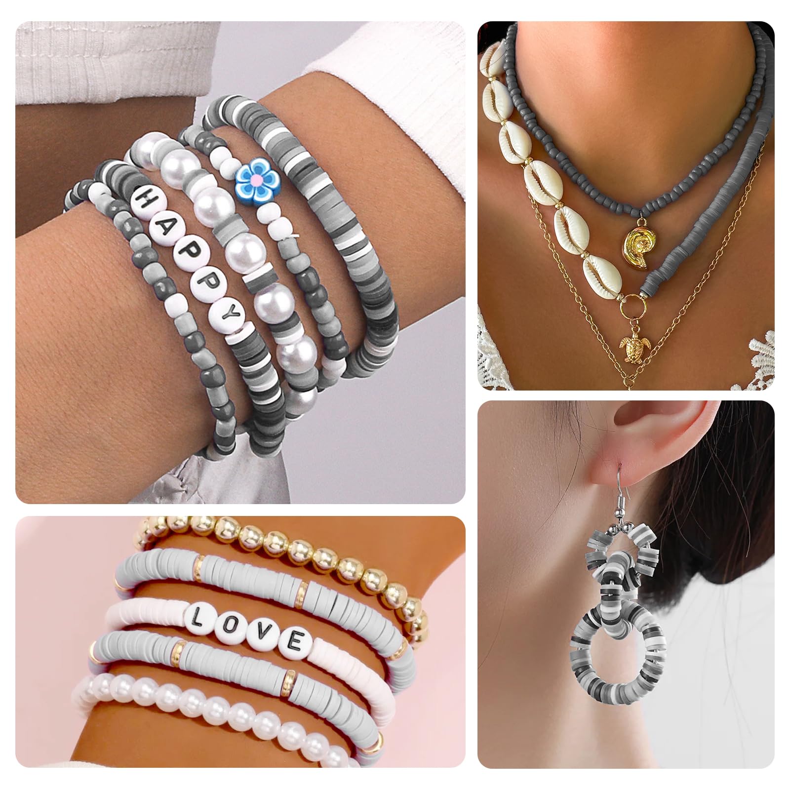 CGBOOM Perles Heishi, 5546 Pièces Perles Pour Bracelet, Perle Plate Pour Bracelet, 24 Couleurs 6