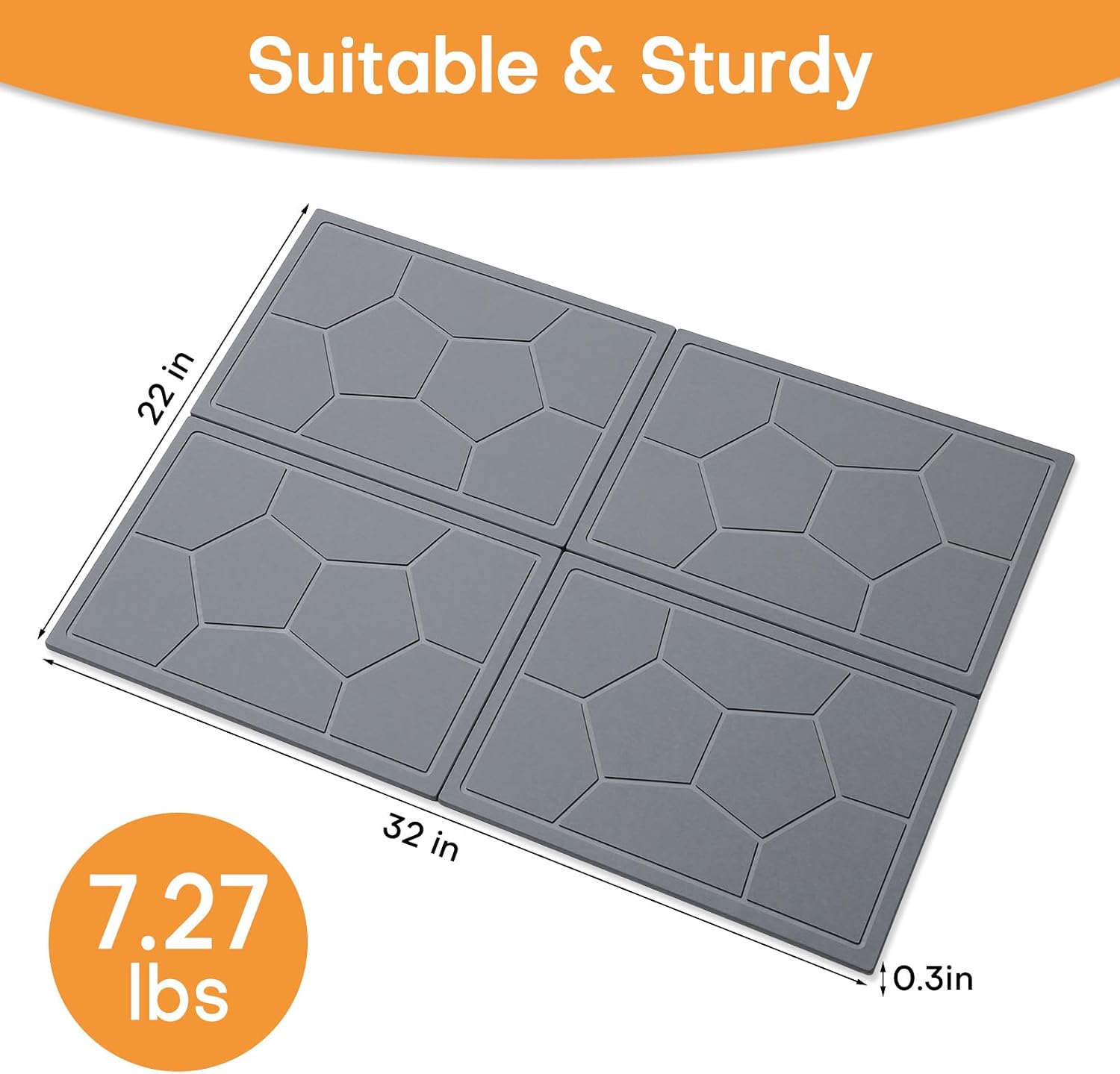 Stone Under Sink Mat,Quick Drying Diatomite Stone Kitchen Cabinet Protector Suitable for 34" x 22", Spliceable Design Super Absorbent Non-Slip Shelf Liner Pad for Bathroom Organizer and Storage