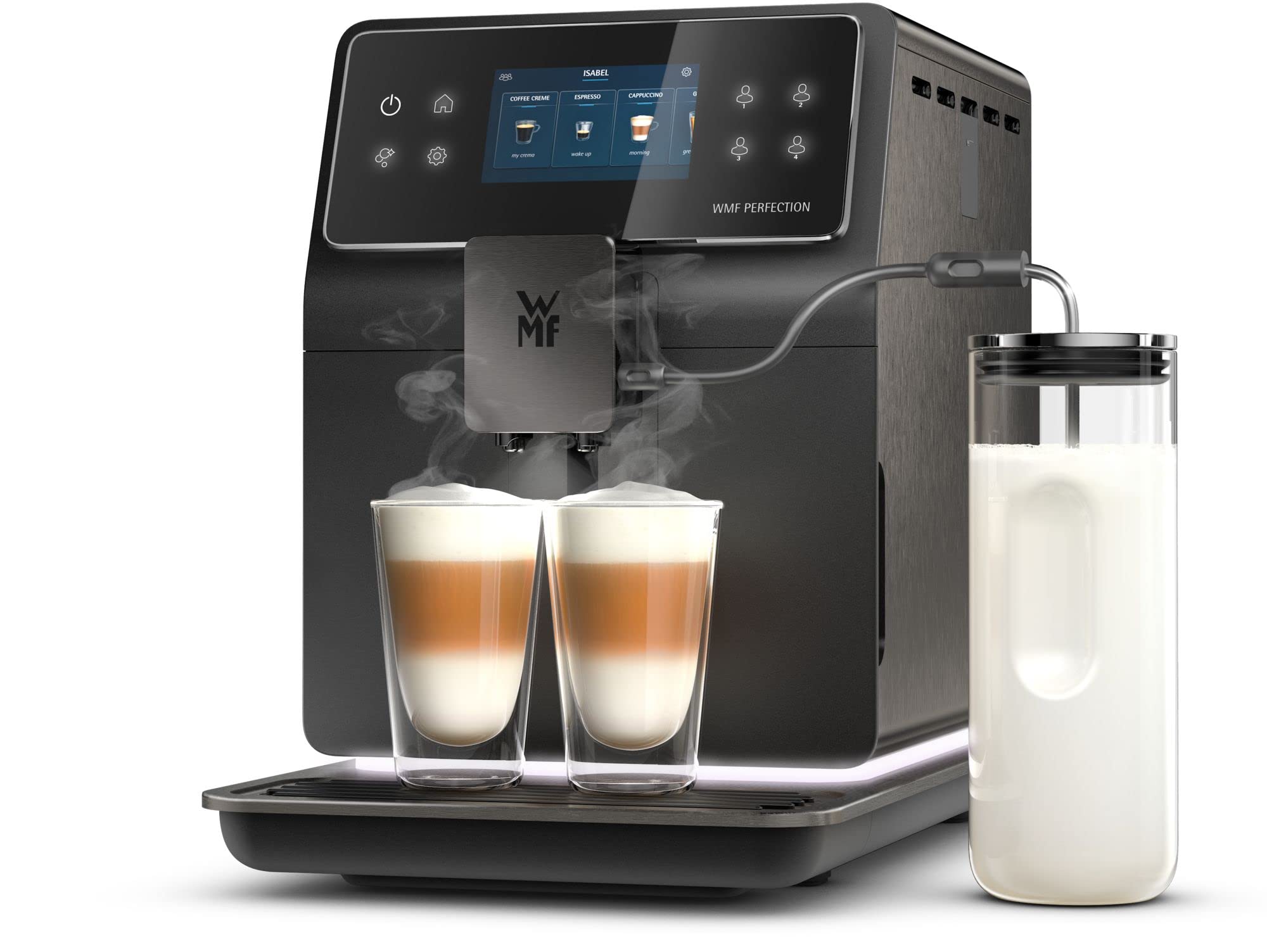 WMF Perfection 890 l automatyczny ekspres do kawy z systemem mlecznym, 18 specjałów do napojów, podwójny Thermoblock, mechanizm mielący ze stali nierdzewnej, profil użytkownika, pojemnik na mleko 1 l
