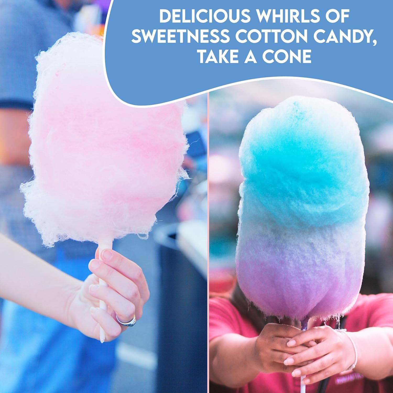 Cotton Candy Cones [300 Pack] - White Cotton Candy Sticks | Kraft Paper Cotton Candy Cone | Carnival Cotton Candy Machine Supplies for Floss Sugar Cotton Candy Maker Concession Essentials