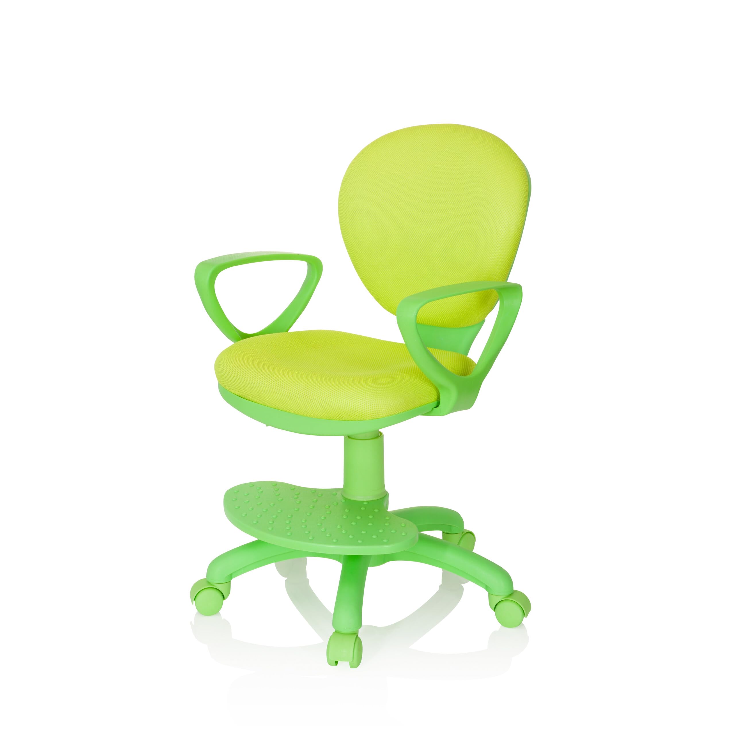 hjh OFFICE 670979 Kinderdrehstuhl Kid Colour Stoff Grün Schreibtischstuhl Kinder, Fußablage & Sitzfläche höhenverstellbar