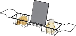 iDesign Everett Metal Adjustable Over the Tub Caddy Basket for Master, G...