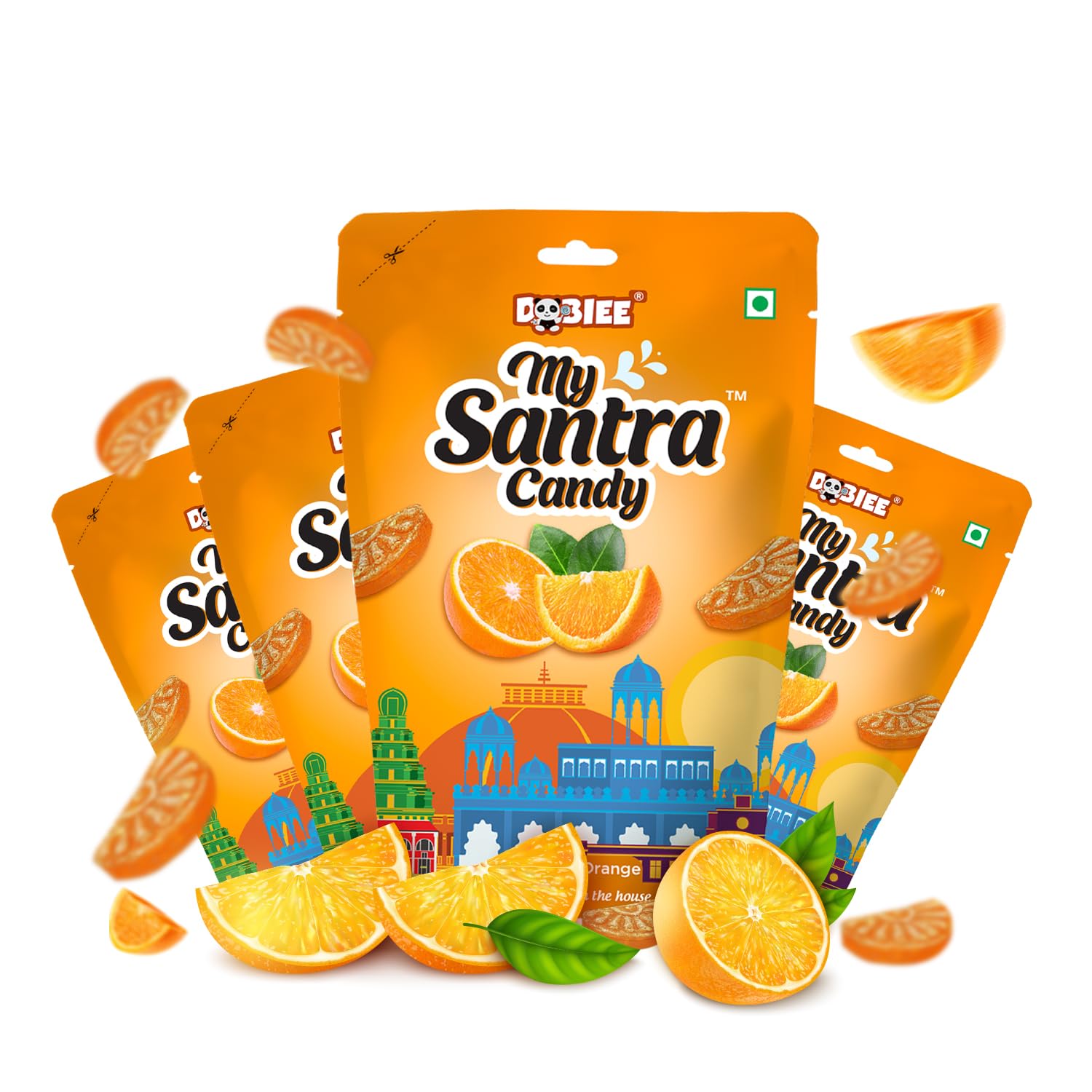 DOBIEE My Santra Candy 200 Candies (Pack of 4) | Vitamin C | Orange Candies | Narangee Candy | Fruity & Inside juicy Centre Filled Candies | For Travel & Return Gifts To Your Family & Friends