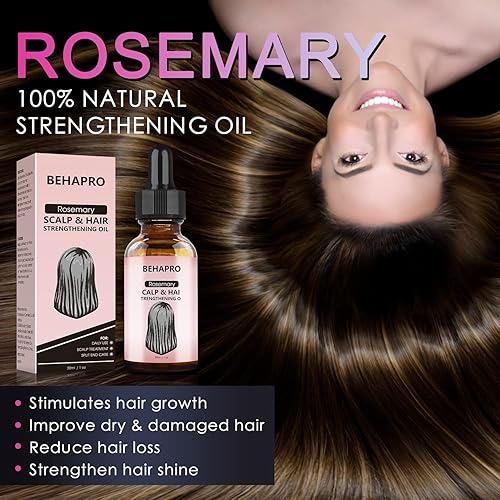 Miniatura 3 de BEHAPRO Aceite de romero para el crecimiento del cabello, aceite esencial de romero 100% natural con aceite de ricino, aceite de argán para barba,