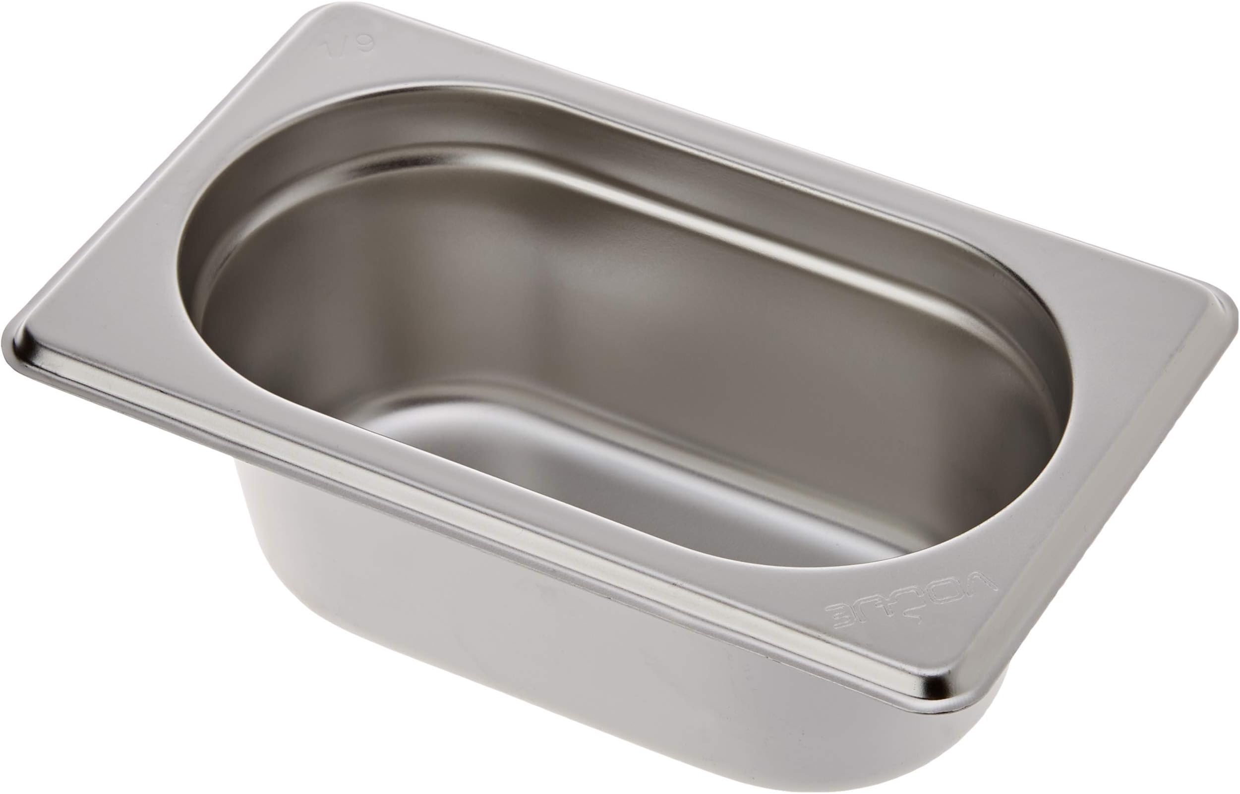 Vogue 12920 Stainless Steel 1/9 Gastronorm Pan 0.6Ltr/65mm Deep Food Container, Silver