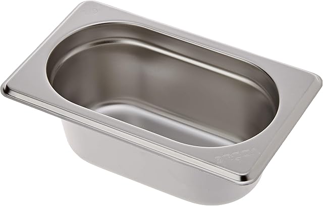 Vogue 12920 Stainless Steel 1/9 Gastronorm Pan 0.6Ltr/65mm Deep Food Container, Silver