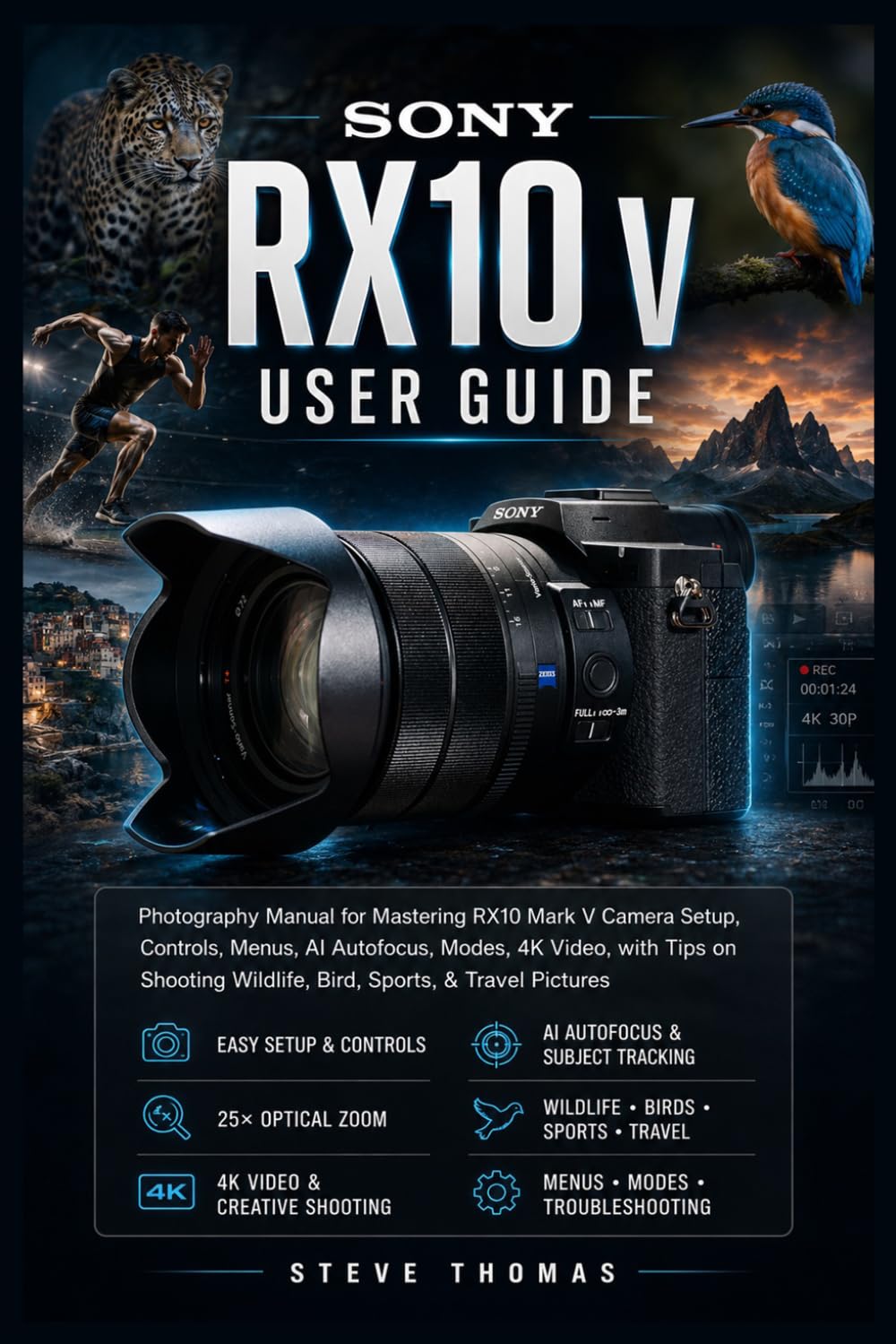SONY RX10 V USER GUIDE: Photography Manual for Mastering RX10 Mark V Camera Setup, Controls, Menus, AI Autofocus, Modes, 4K Video, with Tips on ... Sports, & Travel Pictures (Camera Basics)