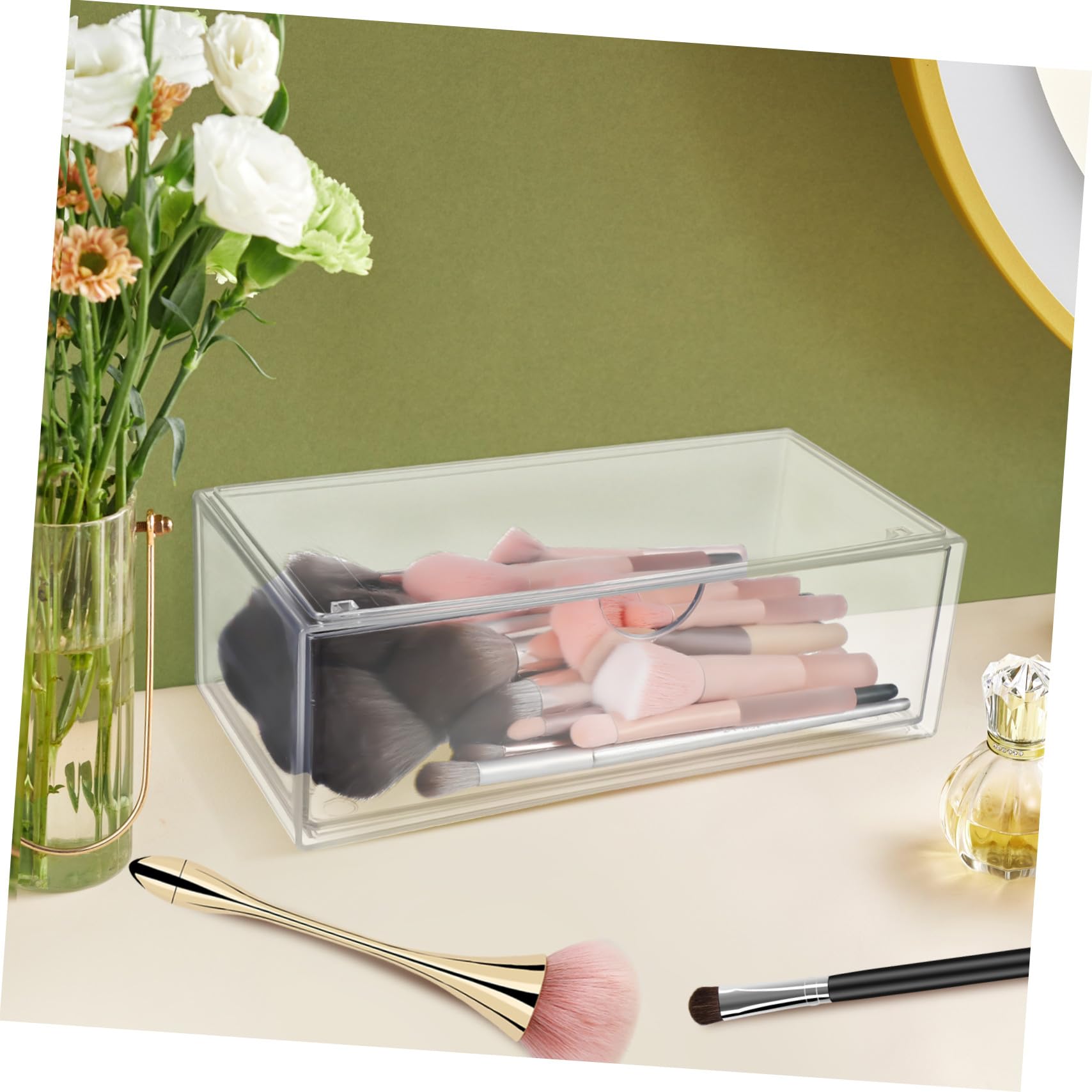 3 piezas Caja Organizadora Maquillaje Transparente con Tapa Organizador de Cosméticos con Compartimentos para Lápices Labiales y Algodón Almacenamiento Compacto y Resistente para