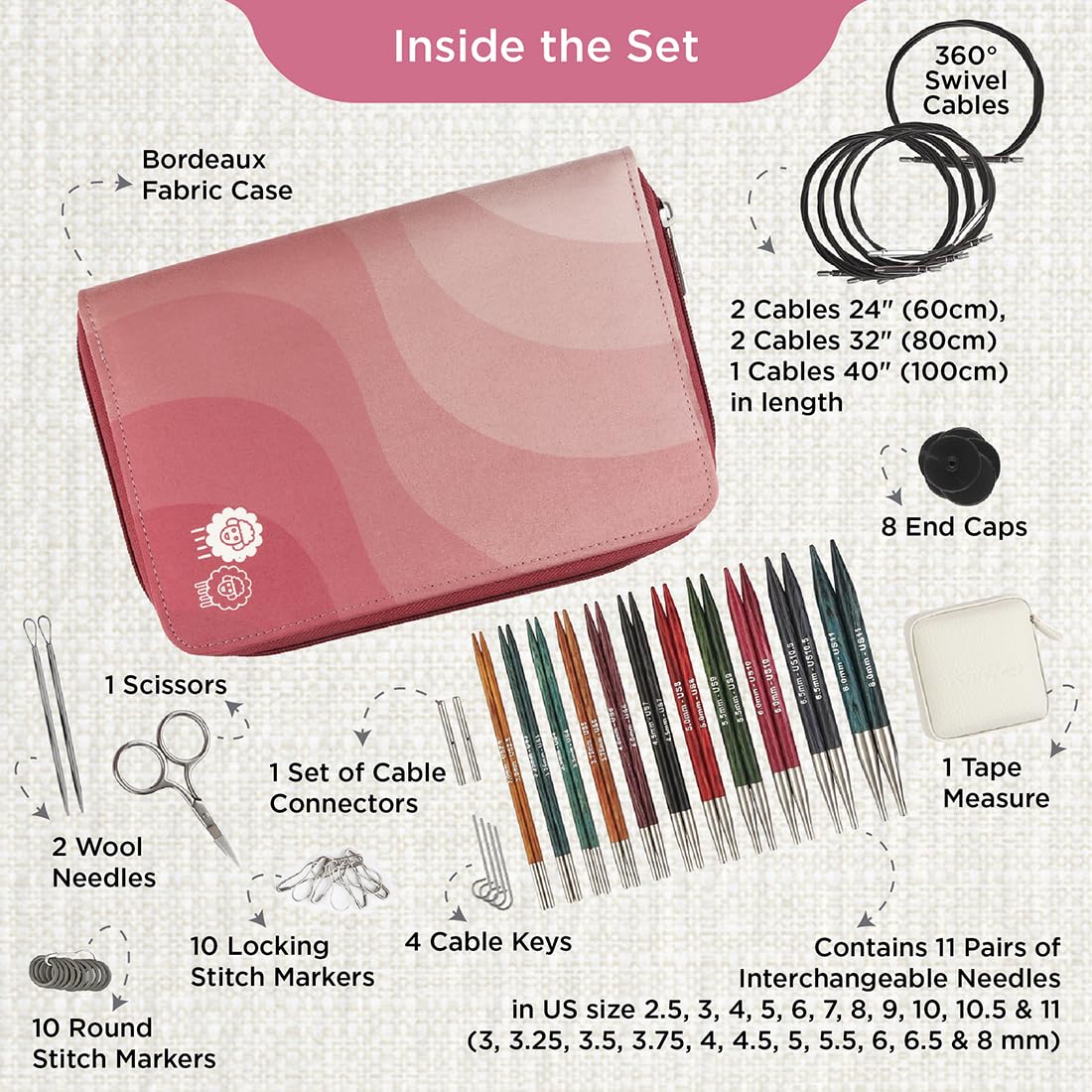 KnitPro Dreamz Regal Austauschbare Nadelspitzen-Set 5" (13cm) | 11 Größen (3mm bis 8mm)